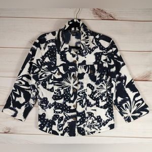 Gaudy Couture M Jacket Woman’s Blue Western Style Browns Buttons Down Front 100%